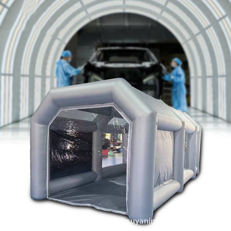 充气汽车喷漆室 银色牛津布充气车漆停车洗车帐篷 厂家直销出口