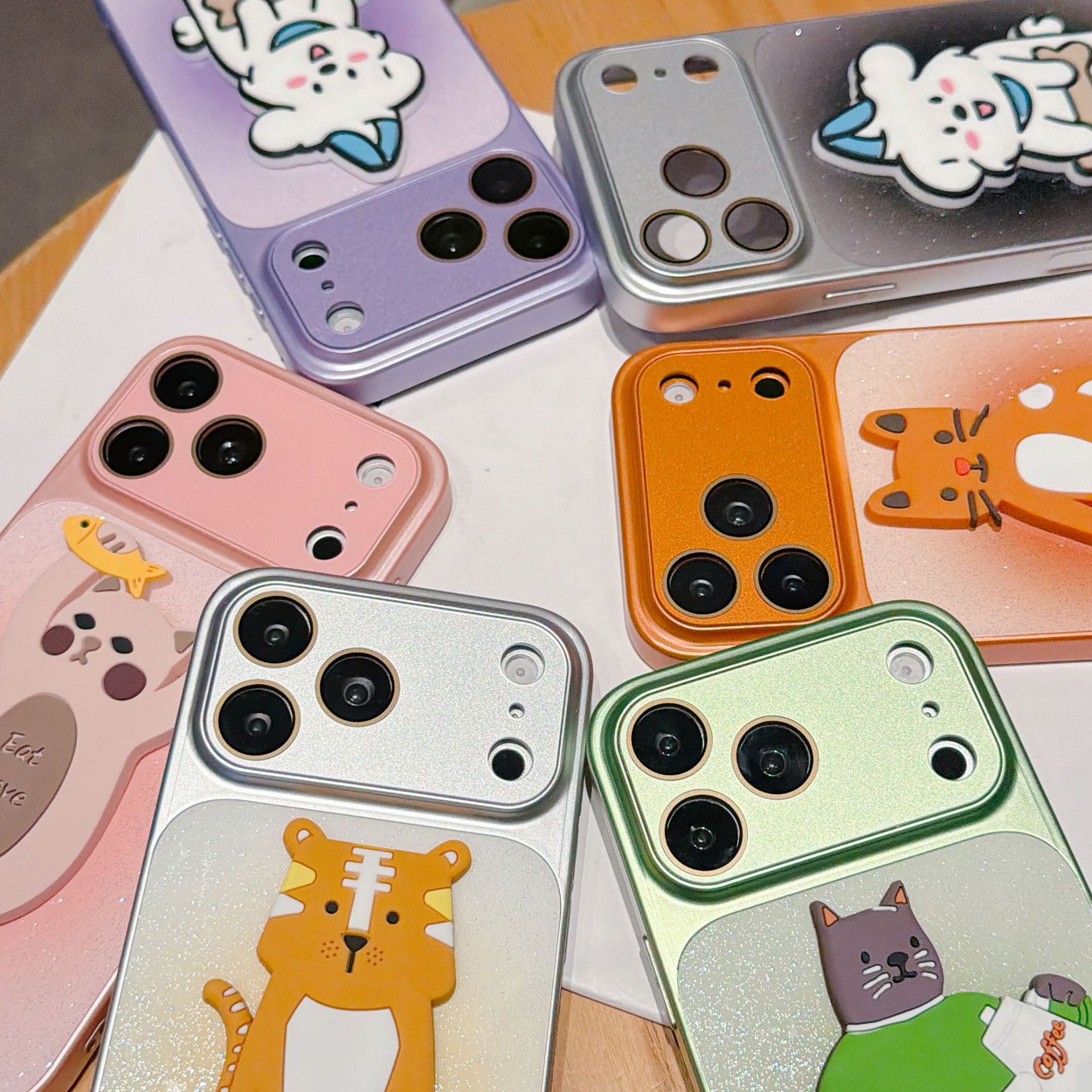 Hot Wave Point lindo estereoscópico soporte para gatos para Apple 17 promox caso de teléfono iPhone 16 caso