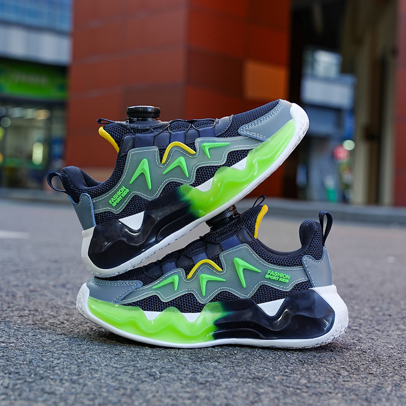 Baskets de running enfant en cuir avec fermeture rotative_voghion.com