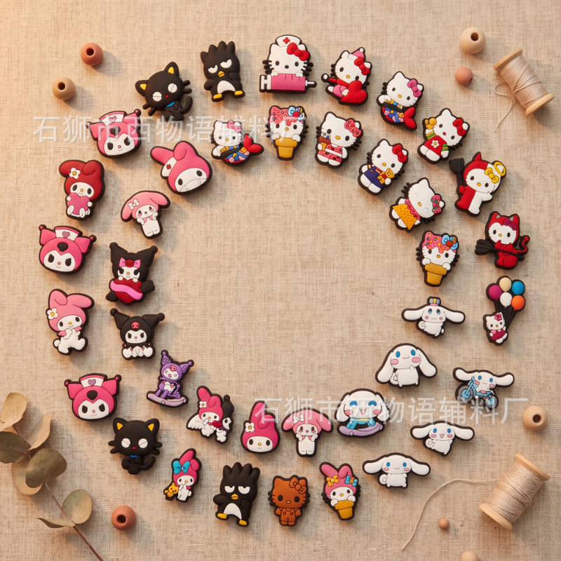 New Sanrio Shoe Charms DIY Clog Shoe Accessories Cartoon Cute Detachable Pvc Soft Rubber Shoe Buckle Accessories Wholesale
