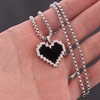 Fashionable mosaic heart shaped, accessory hip-hop style, necklace stainless steel, new collection, simple and elegant design, does not fade
