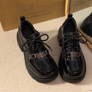 Spring and Summer Versatile High-Value Height-Increasing Thick-Soled Jk Small Leather Shoes 2025 Spring and Summer New Retro British Versatile Lace-Up Shoes