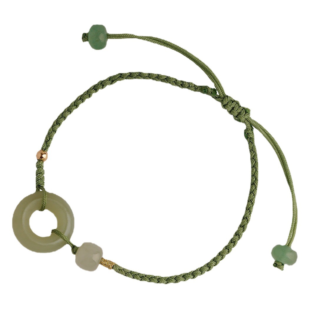 [Peace and Joy] Hetian Jade Safety Buckle Bracelet Retro Bracelet National Trend Jade Bestie Couple Hand Jewelry Wholesale