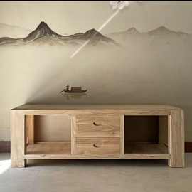 老榆木茶几原生态原木家用抽屉收纳卯榫结构茶桌简约小型餐桌