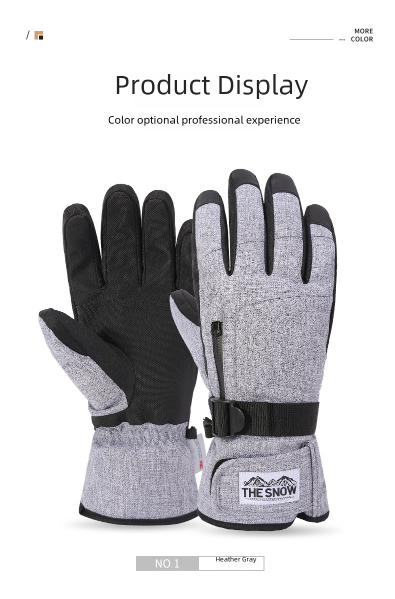 Men's ski gloves warm winter windproof velvet ski non-slip sports waterproof cold-proof touch screen velvet gloves_maomaolike.com