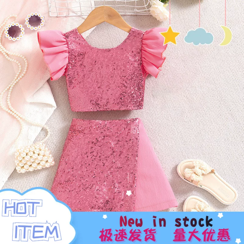 Summer set, nail sequins, T-shirt, trousers, European style, backless, wholesale