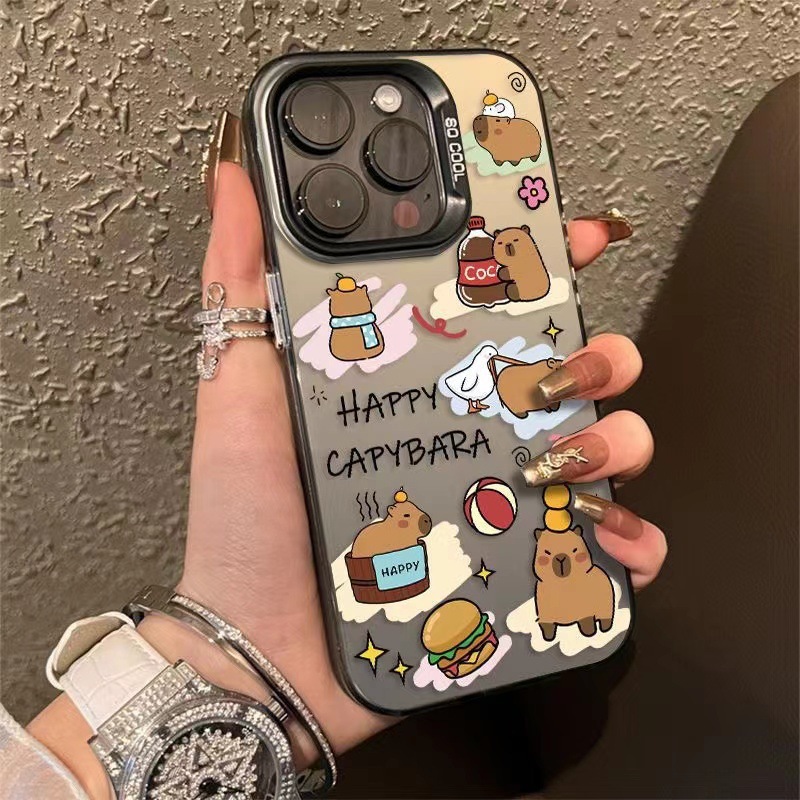 新款泡澡河豚适用苹果16卡通手机壳跨境小众个性镭射彩银时尚硬壳