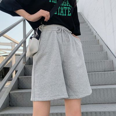 小个子运动短裤女夏季宽松薄款2021新款高腰外穿休闲阔腿五分裤潮