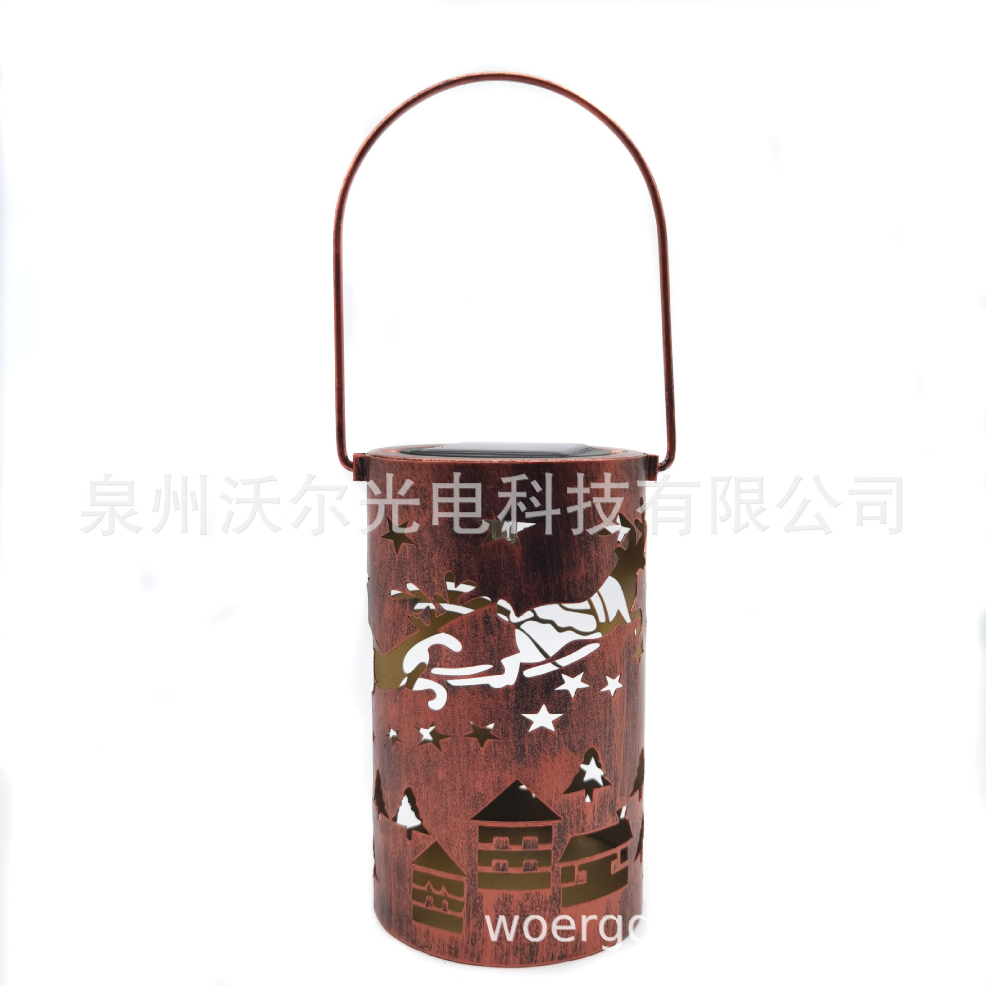 推荐亚马逊LED 圣诞小鹿雪花镂空太阳能手提灯IP65花园庭院装饰灯