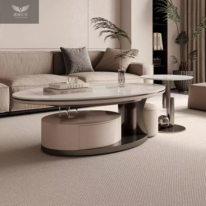 Moderno minimalista italiano de lujo mesa de té de tabla de roca sala de estar casa combinación de tamaño oval diseño creativo
