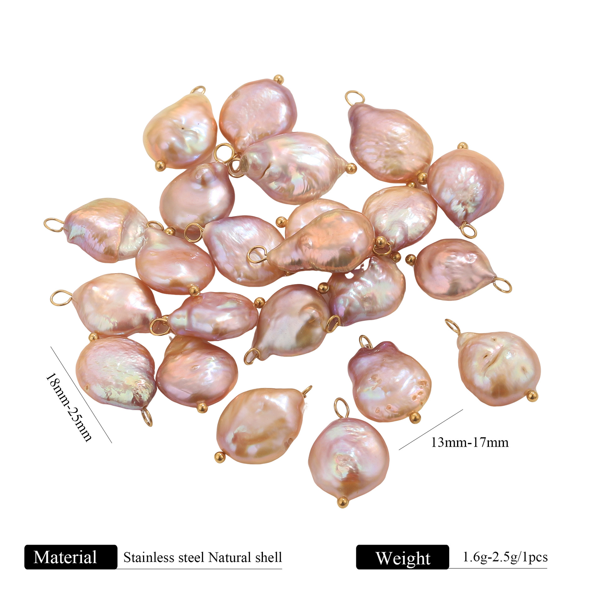 Agua dulce natural barroco temperamento de perla de acero inoxidable colgante de aguja curva colgante DIY collar pendientes joyas