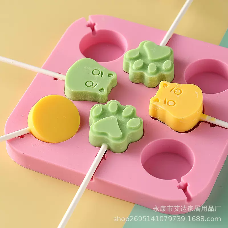 硅胶棒棒糖卡通模具食品级梨糕糖手工糖果巧克力奶酪棒动物模型
