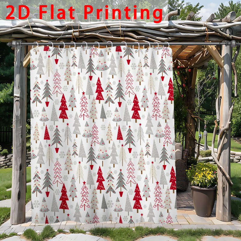 Cross-Border Jit Curtain Outdoor Waterproof Curtain Courtyard Curtain Christmas Snowman Digital Printed Cloth Curtain
