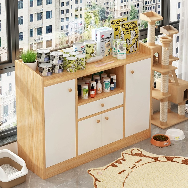 Mueble de almacenamiento para mesa de alimentación, suministros para mascotas, gran capacidad, almacenamiento sencillo y económico para el hogar, mueble de almacenamiento para sala de estar