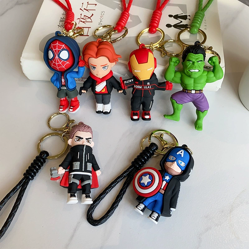 Ключок-брелок Мстители, мультфильм, мини-фигура, кулон, кукла, Marvel, подарок на день рождения
