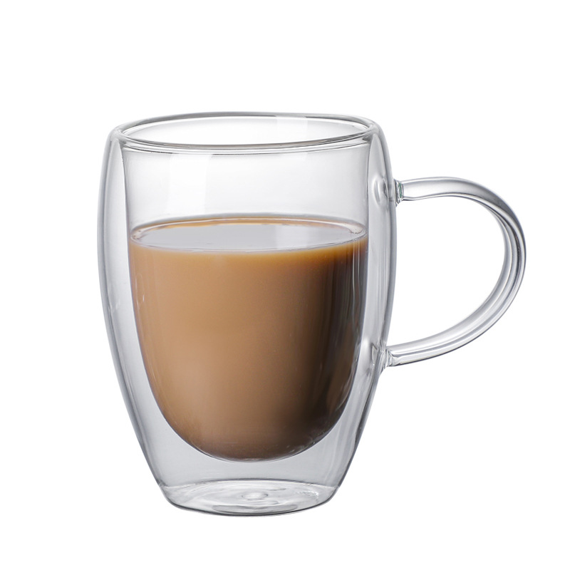 [Cross-border] de doble capa de vidrio de borosilicato de alta temperatura resistente hogar en forma de huevo perfumado té taza de agua leche taza de café de vidrio