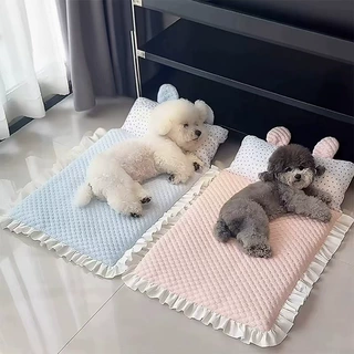 宠物凉垫冰豆豆猫狗通用垫子小兔耳枕头夏季降温小狗睡觉猫窝垫子