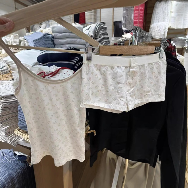 BM-style American-style Three-button Home Hot Pants Women's Bm Cute Bear Printed Boxer Pants Hot Girl Hip Sweet Hot Pants