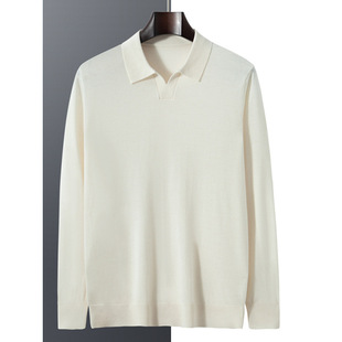Mountain Cashmere Sweater Men's 100 Pure Cashmere Early Spring New Arrival Worsted Thin Lapel Long Sleeve Knitted Base Sweater Men's