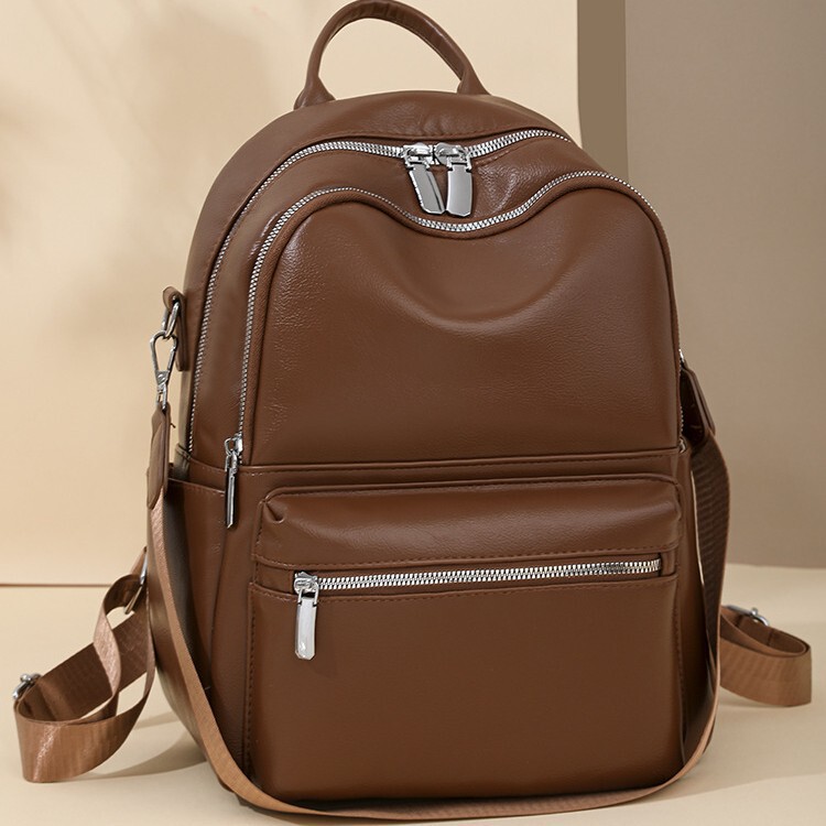 Backpack Large Capacity Casual Backpack 2025 New High-End Pu Retro Women's Bag Commuter Simple Women's Bag Backpack Large Capacity Casual Backpack 2025 New High-End Pu Retro Women's Bag Commuter Simple Women's Bag