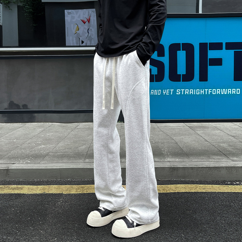 American-Style Patchwork Flared Casual Pants for Men, Trendy High Street Versatile Straight-Leg Sweatpants, Stylish Loose Sports Drawstring Long Pants American-Style Patchwork Flared Casual Pants for Men, Trendy High Street Versatile Straight-Leg Sweatpants, Stylish Loose Sports Drawstring Long Pants