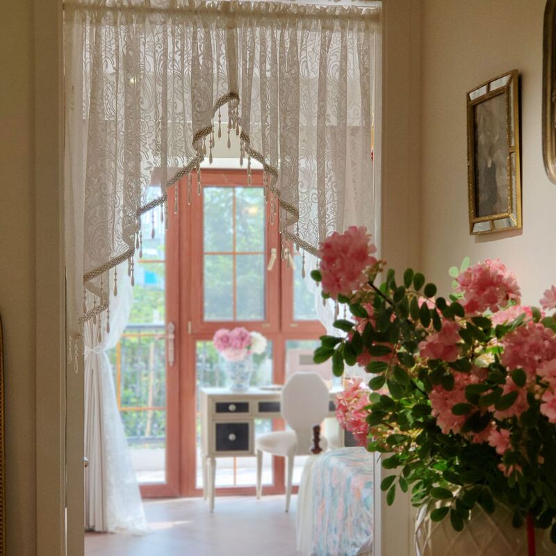 [Year-End Clearance] Luxurious Hanging Bead Door Curtain, Punch-Free Partition Curtain, Half Kitchen Arched Curtain, Triangle Blocking Curtain