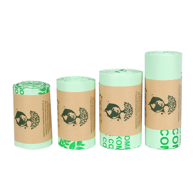 Compostable Sorting Garbage Bag Biodegradable Continuous Roll Flat Mouth Household Corn Starch Garbage Bag PLA