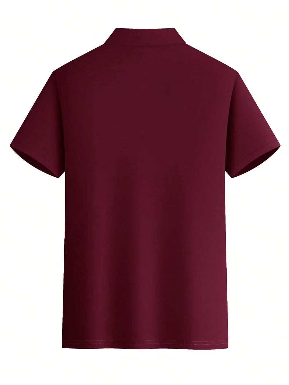 Men's Summer Short Sleeve Polo Shirt Solid Color Loose Fit Plus Size New_viptrois.com