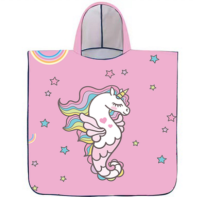 Toalla de baño para niños capa de dibujos animados con capucha bebé absorbente de secado rápido albornoz de natación niño playa toalla de playa portátil