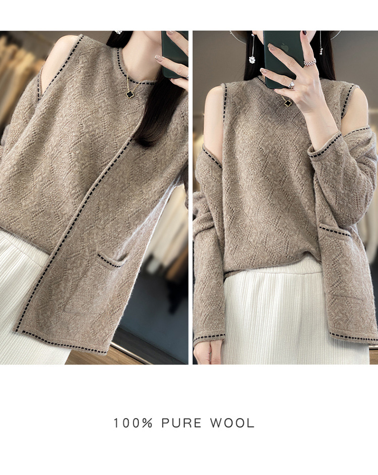 E0069 2850K ÁO LEN NỮ QINTDCA DÁNG DỘNG CẢ BỘ 2 MÓN MÙA XUÂN THU ĐÔNG HỌA TIẾT HOA THỜI TRANG NỮ G06 SẢN PHẨM MỚI