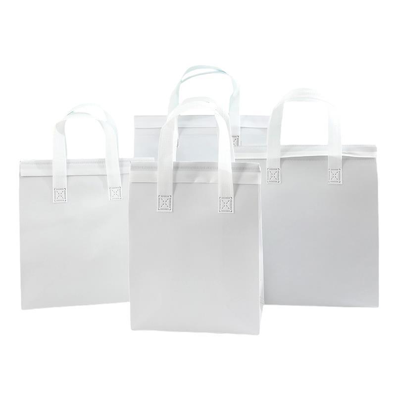 白色一次性铝箔保温袋保冷甜品蛋糕奶茶外卖袋无纺布手提袋打包袋