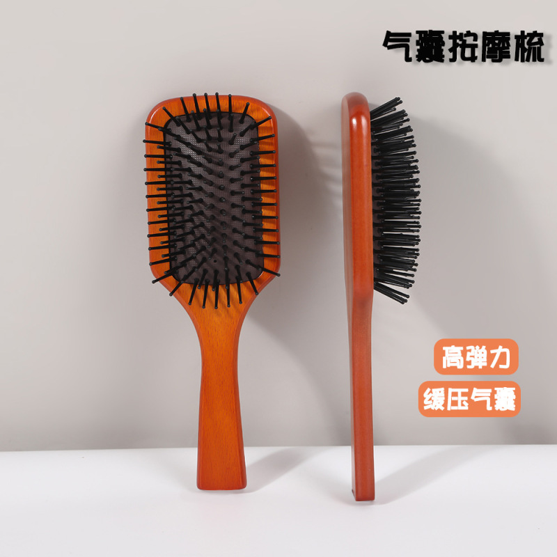 エアクッションコーム、無垢材エアバッグコーム、理髪用エアクッションコーム、理髪用木製コーム、家庭用マッサージコーム、帯電防止木製コーム、卸売|undefined