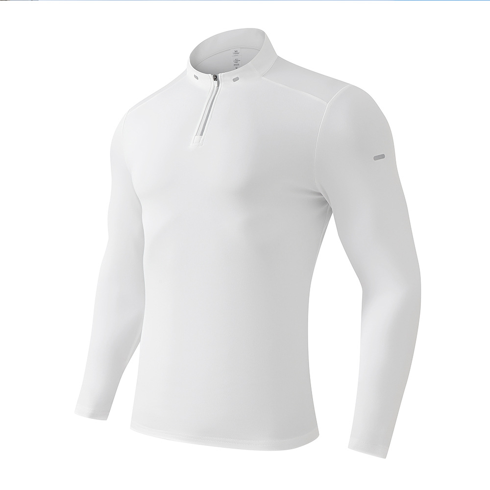 Ropa de secado rápido de hombre al aire libre de cuello medio cremallera camiseta de manga larga camiseta polo para correr ropa de entrenamiento de fitness casual