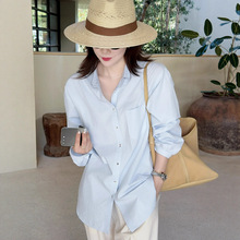 莉贝琳sisy黑标手造衬衫亚麻棉豌豆领白色百搭长袖上衣女春夏衬衣