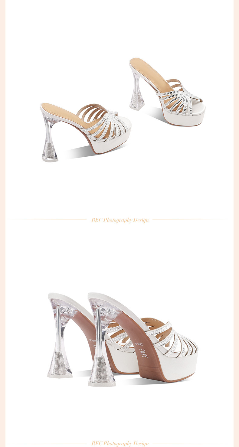 Sandal cao gót nữ hở mũi đính pha lê, gót 9 cm, đế platform, mũi tròn — đen chi tiết 14