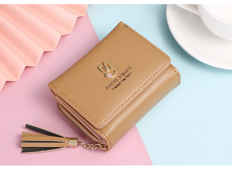 All Seasons Season Women's Rabbit Solid Color Pu Leather Side Zipper Wallets