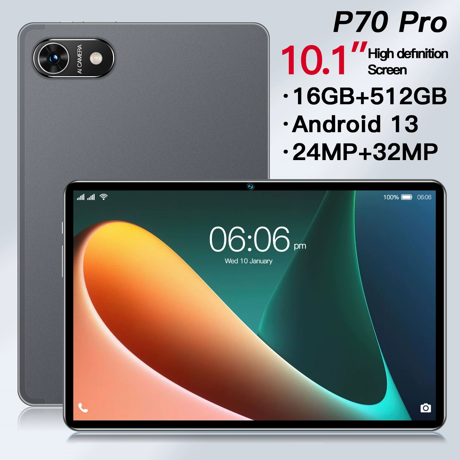Планшет P70 Pro, смарт-планшет на Android 16+512 ГБ, HD, 10.1 дюйма (хитовая модель)