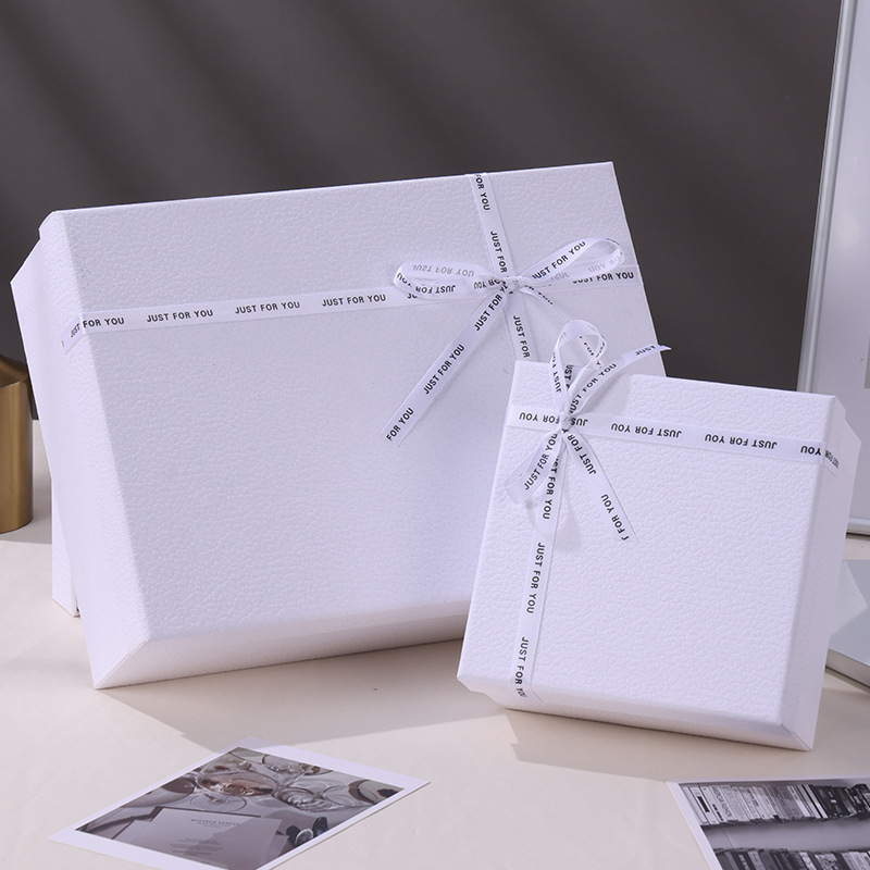 White Minimalist Gift Box for Tian Di Gift Set, Valentine's Day and Birthday Present Packaging Box, Square Large Empty Box