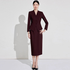 艾尚臣安可拉紅スーツ女性2024冬職業服装気質春秋高級感司会者正装