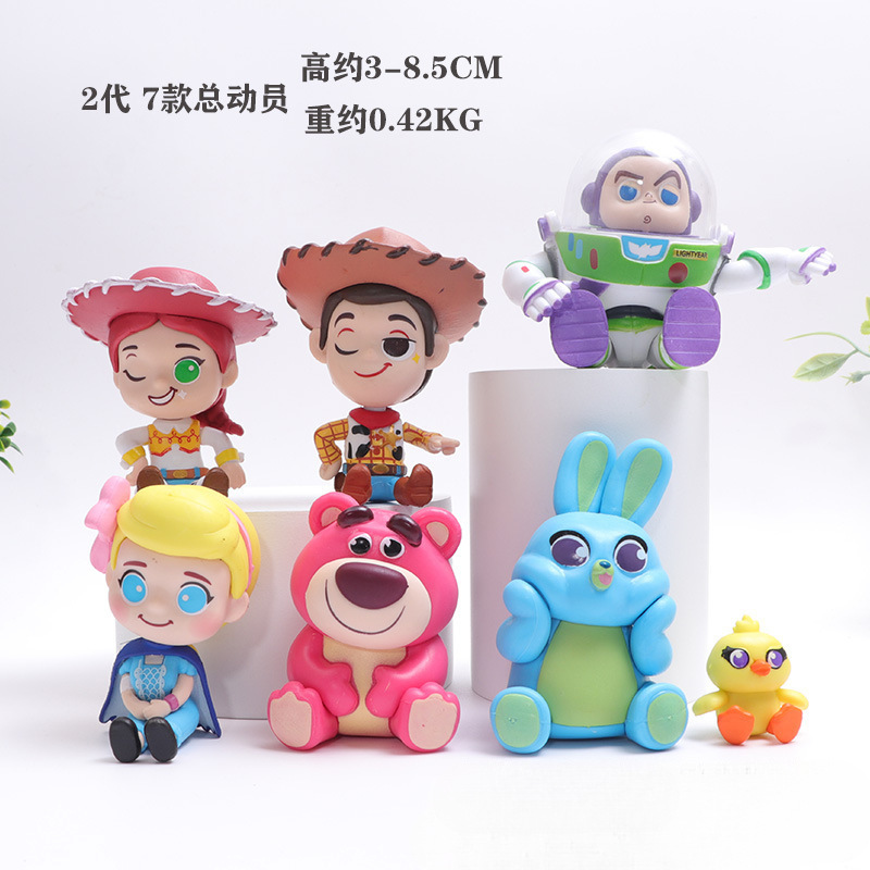 7款坐姿总动员草莓熊牧羊女兔哥 胡迪 巴斯 手办玩具公仔模型摆件