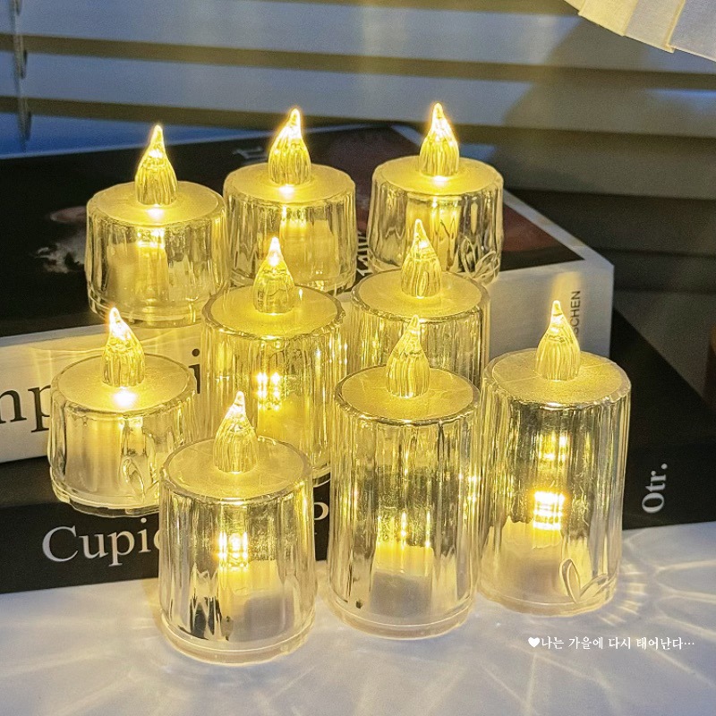 Cristal simulado lámpara de vela LED pequeña lámpara de té cera noche pareja confesión propuesta de matrimonio decoración atmósfera lámpara regalo de cumpleaños