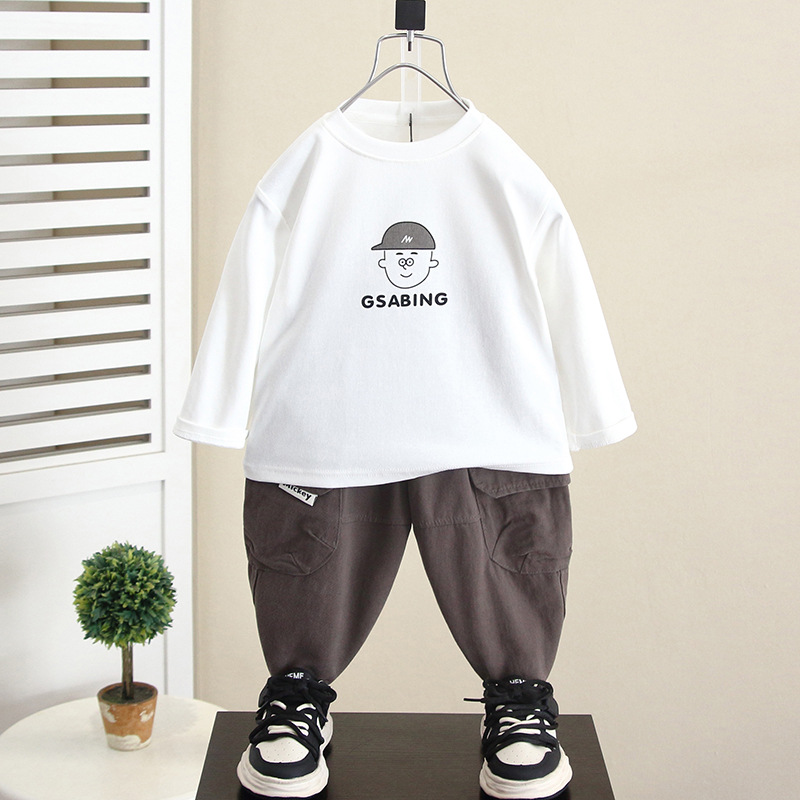 5946 Traje de tres piezas para niños Primavera y otoño 2025 Nuevo estilo Traje de otoño para bebés de moda Traje de chaqueta de camisa coreana Traje para niños