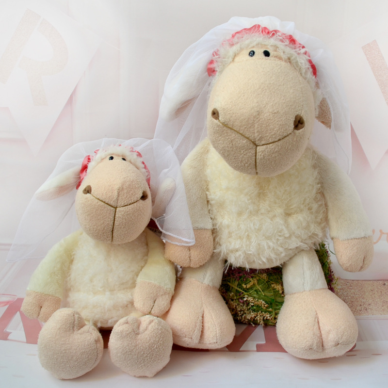 Linda pareja boda de peluche de juguete Cordero muñeca Día de San Valentín regalo de boda novio novia regalo al por mayor