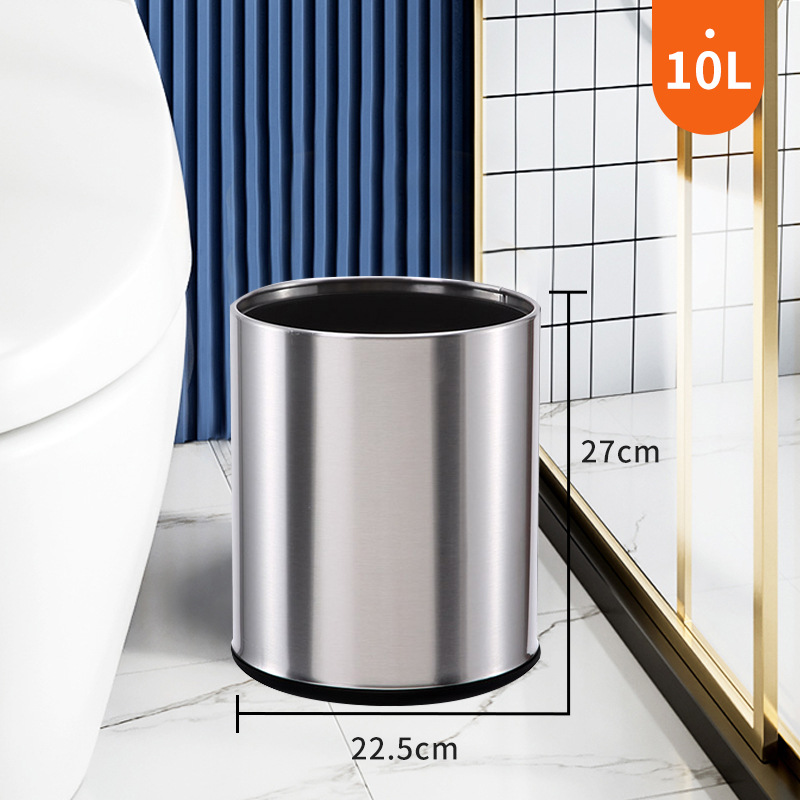 Luz nórdica de lujo basura hogar al por mayor de acero inoxidable de doble capa creativa ins estilo hierro dormitorio cuarto de baño papelera