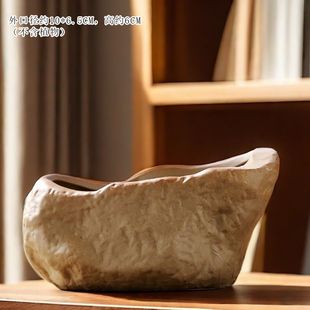 Hydroponic Non-Porous Ceramic Flower Pot Breathable Imitation Stone Retro Simple Copper Coin Grass Pothos Plant Green Plant Desktop