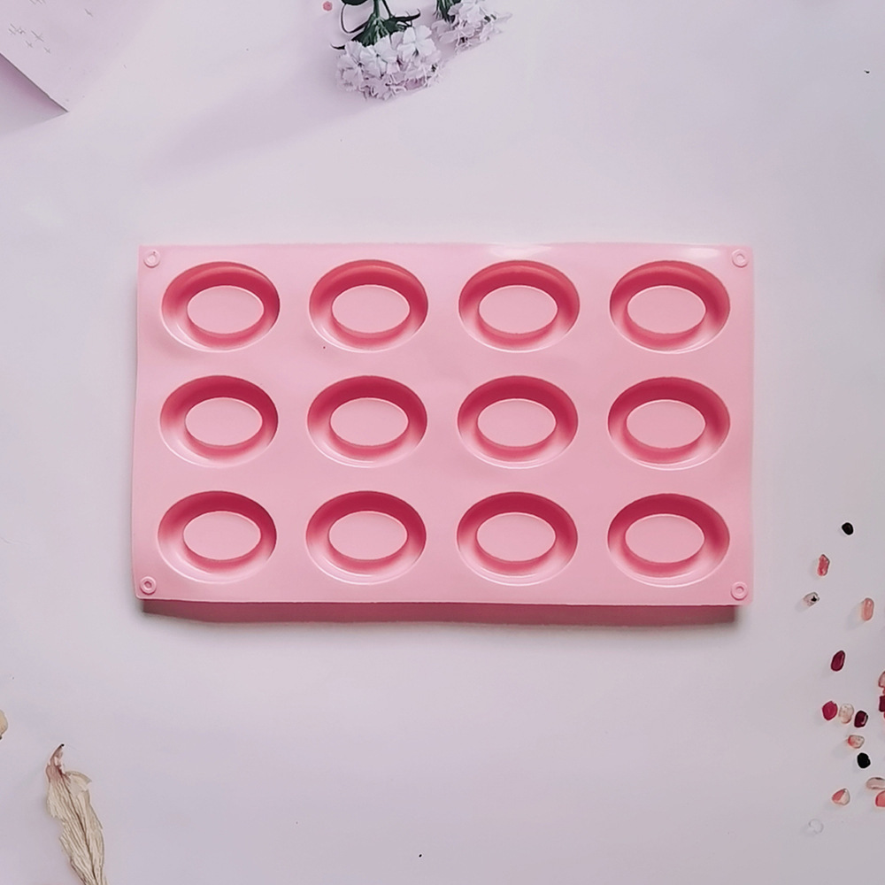 12 donuts elípticos 49 molde de silicona pastel helado pudín molde de postre jabón utensilios