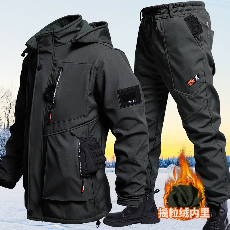Осенью и зимой бархатная водонепроницаемая куртка свободная ветростойкая альпинистская рабочая одежда