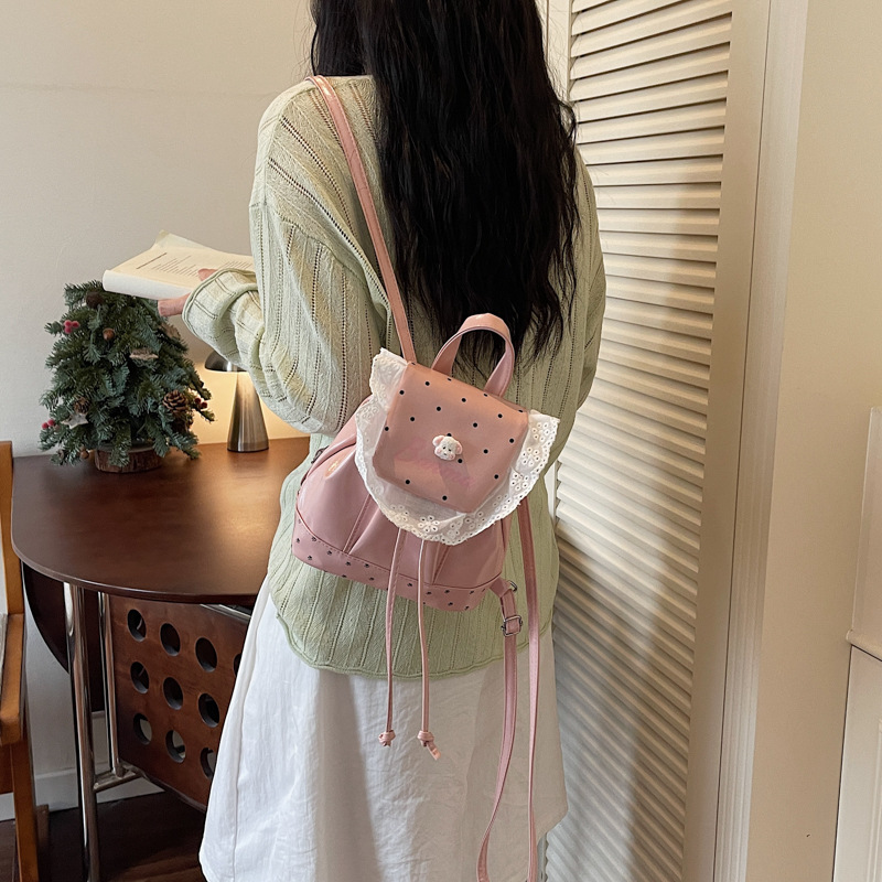 Coreana pequeña onda fresca mochila de encaje mujer verano 2026 nueva moda viajes viajes viajes mochila pequeña