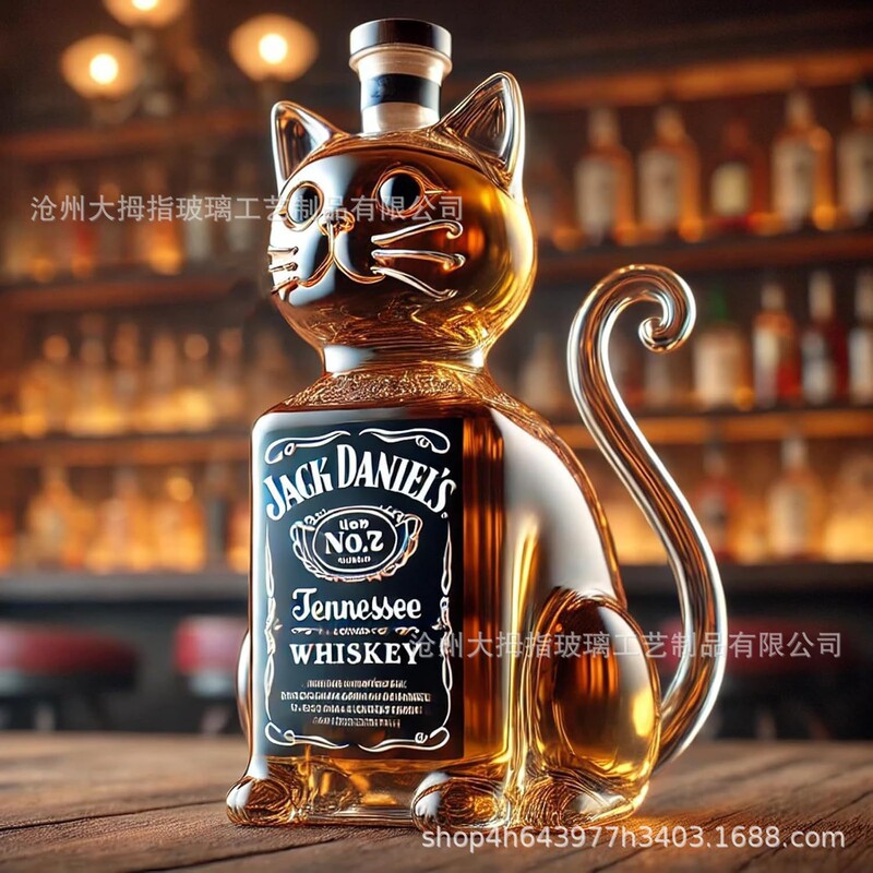 跨境髙硼硅玻璃酒瓶猫型醒酒器威士忌酒瓶动物系列泡酒瓶盛酒器|undefined