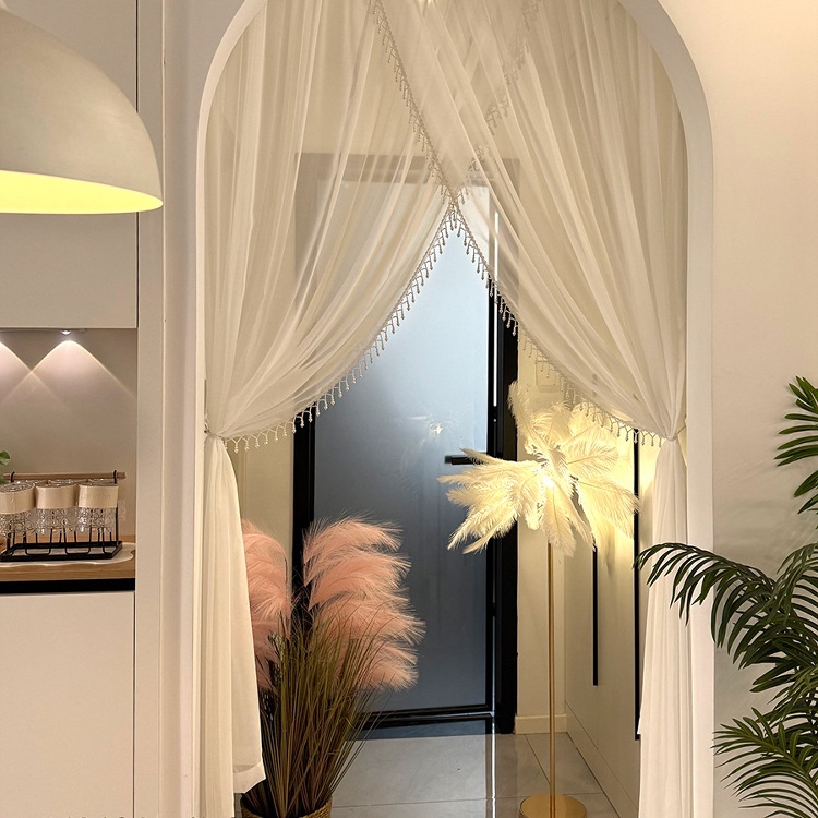 French Pearl Door Curtain, Beautiful Gauze Curtain, No Punching, Atmosphere Decorative Curtain, Bathroom Aisle Partition Curtain